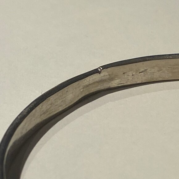 Vintage Bracelet Alpaca Mexico Silver-tone Engraved Signed Bangle - Picture 3 of 8